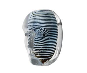 Kosta Boda Look Big Brain Sculpture, Crystal Stainless Steel Glass, White,Silver