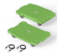 KOSTANZO Furniture Dolly - 16.5" X 11.4" Flat Furniture Dolly with Frosted Plastic Surface, 2 Inch Swivel Caster for All Floors, Ideal for Home, Office, Garage with 2 Elastic Straps (2 Pack, Green)
