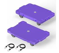 KOSTANZO Furniture Dolly - 16.5" X 11.4" Flat Furniture Dolly with Frosted Plastic Surface, 2 Inch Swivel Caster for All Floors, Ideal for Home, Office, Garage with 2 Elastic Straps (2 Pack, Purple)