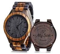 KOSTING Personalized Engraved Men Natural Wood Watches for Son with Wooden Strap Band Customized Stylish Classic Unique Birthday Christmas Day Graduation Gifts from Dad
