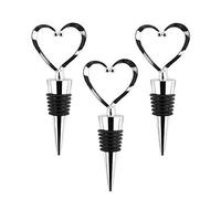 KOSTOO 3 Pack Stainless Steel Love Design Heart Shape Wine and Beverage Bottle Stoppers for Bar, Holiday Party, Wedding