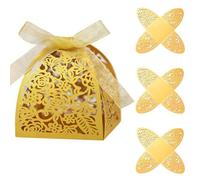 KOSTOO 30Pcs/Set Hollow Flower Paper Laser Cut Candy Chocolate Boxes Gift Box with Ribbon for Wedding Bridal Shower Birthday Party Anniversary (Gold)