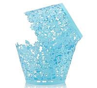 KOSTOO Lace Cupcake Liners - 50pcs/Pack Laser Cut Cupcake Papers for Wedding/Birthday Party Decoration (Sky Blue)