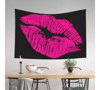 KOSUES 80s Hot Pink Kiss Lips Tapestry Wall Hanging Tapestries Wall Backdrop Room Poster Art Aesthetic Decor for Home Office Bedroom Living Room Dorm 60x40 Inch
