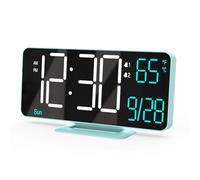 KOSUMOSU Digital Alarm Clock, 6.7in Digital Clock for Bedroom, Auto Dimming, Room Temperature, Day of The Week, Seconds, Date, Desk Clocks for Living Room, Alarm Clocks for Bedrooms