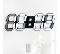 KOSUMOSU Digital Clock Large Display 15" Wall Clock for Bedroom Aesthetic Modern Wall Clock Decor for Living Room Kitchen Office with Remote Control Dimmer/Time/Date/Temperature (Black Wall Clock)