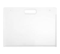 Kosveril Plastic Storage Bag for Artwork, Waterproof Art Portfolio Case with Handle, White Semi Transparent Plastic, Double Buckle Closure, Flat Open Layout, for Artists, Designers, and Photographers