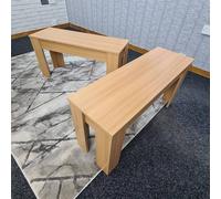 Kosy Koala 2 Set Modern Light Wood Effect Dining Benches For Home Kitchen Hallwy In Beige Beige