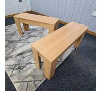 Kosy Koala 2 Set Modern Light Wood Effect Dining Benches Wooden Seating For Dining Room Kitchen Or Hallway