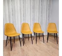 Kosy Koala 4 Chairs Dining Set Of 4 Mustard Chairs Stitched Faux Leather Chairs, Soft Padded Seat Living Room Chairs , Kitchen Chairs