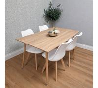 Kosy Koala 4 Seater 140Cm Dining Table Set With 4 White Chairs For Dining Room In Brown Brown