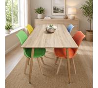 Kosy Koala 4 Seater Dining Table 140Cm With Wood Effect Metal Leg & 4 Colourful Mixed Chairs For Kitchen & Dining Room Furniture