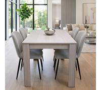 Kosy Koala 4 Seater Grey Wooden Effect Dining Table With Arrow Pattern Tabletop & Grey Chairs