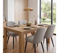 Kosy Koala 4 Seater Light Oak Effect Dining Table Set With 4 Grey Fabric Upholstered Chairs