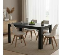Kosy Koala Arrow Charcoal Dining Table Set With 4 White Dining Chairs Dining Room Furniture