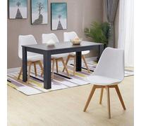 Kosy Koala Arrow Charcoal Dining Table Set With 4 White Dining Chairs Kitchen Dining Furniture Set