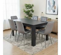 Kosy Koala Arrow Charcoal Dining Table Set With 6 Grey Velvet Chairs Dining Room Furniture