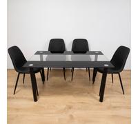 Kosy Koala Black Clear Glass 4 Gem Pattern Faux Leather Padded Black Chairs Dining Room Furniture