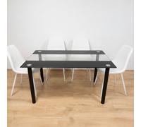 Kosy Koala Black Clear Glass 4 Gem Pattern Faux Leather Padded Black Chairs Dining Room Furniture