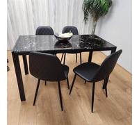 Kosy Koala Black Glass Dining Table With 4 Black Chairs - Dining Kitchen Room Furniture In Brown Brown