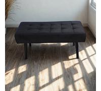 Kosy Koala Black Velvet Padded Dining Bench With Metal Legs 90 Cm Length, Dining Room Furniture Black One Size