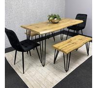 Kosy Koala Dining Table And 2 Chairs With Bench Dark Grey Wood Dining Set With 2 Grey Velvet Chairs, Multi