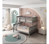 Kosy Koala Bunk Bed Kids Grey 3Ft Single Upper And 4Ft6 Double Bottom With 2 Mattresses Bunk Beds Wooden Pine Children Bedroom
