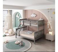Kosy Koala Bunkbed Kids Grey 3Ft Single With 4Ft 6 Small Double Trio Bunk Beds Wooden Childrens Bedroom Furniture Grey One Size