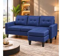 KOSY KOALA Corner Sofa Fabric Sectional Sofa with Ottoman L-shaped Blue Sofa Couch Reversible 3-Seater
