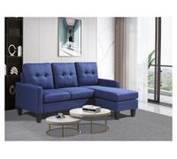 Kosy Koala Corner Sofa Fabric Sectional Sofa With Ottoman L-Shaped Blue Sofa Couch Reversible 3-Seater