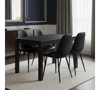 Kosy Koala Dark Grey Dining Table Set With 4 Black Gem Pattern Chairs Kitchen Dining Furniture