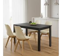 Kosy Koala Dark Grey Dining Table Set With 4 Cream Plastic Chairs Modern Dining Furniture