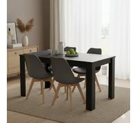 Kosy Koala Dark Grey Dining Table Set With 4 Grey Plastic Chairs Modern Dining Furniture