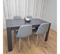 Kosy Koala Dark Grey Dining Table With 4 Grey Padded Chairs Kitchen Dining Set Dark Grey One Size
