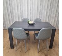 Kosy Koala Dark Grey Dining Table With 4 Grey Padded Chairs Kitching Dining Set Dining Room