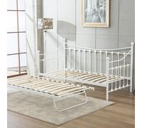 KOSY KOALA Daybed 3ft Single Glossy White Metal Framed Versailles Guest Sofa Bed, Trundle Not Included in Off-White KOSY KOALA Off-White Single