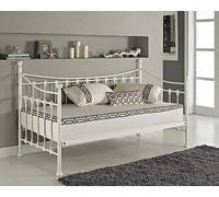 Kosy Koala Daybed With Trundle white 3ft single bed and 1 mattress pull out metal guest room bedroom living room, White