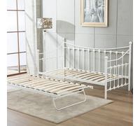 Kosy Koala Daybed With Pull Out Trundle White 3Ft Single Bed With 1 Mattress Metal Guest Room Bedroom Living Room