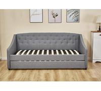 Kosy Koala Daybed With Trundle Grey 3Ft Single Fabric Tufted Wooden Bedroom