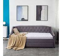 Kosy Koala Daybed With Trundle Grey 3Ft With 2 Mattresses Twin Velvet Tufted Wooden With 2 Mattresses Bedroom Living Room Grey One Size