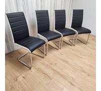 Kosy Koala Dining Chairs High Back Set Of 4 Faux Leather Padded Marco Chrome Black White Kitchen Dining Room Multi One Size