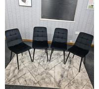 KOSY KOALA Dining Chairs Set of 4 Black Velvet Kitchen chairs KOSY KOALA Black