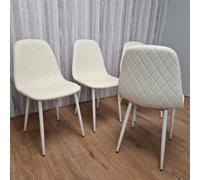 Kosy Koala Dining Chairs Set Of 4 Cream Chairs Stitched Faux Leather Chairs, Soft Padded Seat Living Room Chairs , Kitchen Chairs