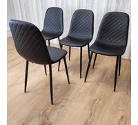 Kosy Koala Dining Chairs Set Of 4 Faux Leather Padded Gem Black Kitchen Dining Room