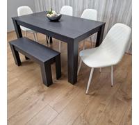 Kosy Koala Dining Set Grey Dining Table And 4 Diamond Stitched White Chairs With 1 Bench