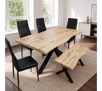 Kosy Koala Dining Set Of 5 Dining Table Set With 4 Black Faux Leather Chairs And 1 Bench Dining Room Furniture