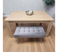 KOSY KOALA Dining Table & 2 Benches Oak Effect Table With 2 Grey Velvet Benches Dining Room Furniture in Brown