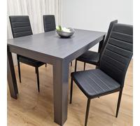 KOSY KOALA Dining Table & 4 Chairs Black Dark Grey 4 Black Leather Chairs Wood Dining Set Furniture in Brown KOSY KOALA Brown