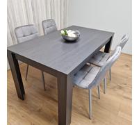KOSY KOALA Dining Table & 4 Chairs Black Dark Grey 4 Velvet Grey Chairs Wood Dining Set Furniture in Brown KOSY KOALA Brown