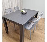 KOSY KOALA Dining Table & 4 Chairs Black Dark Grey 4 Velvet Grey Chairs Wood Dining Set Furniture in Brown
